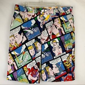 Mens LOUDMOUTH Multicolor Comic Strip Golf Shorts